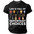 Important Choices Guitar Collection Funny Musician Graphic Print Tee