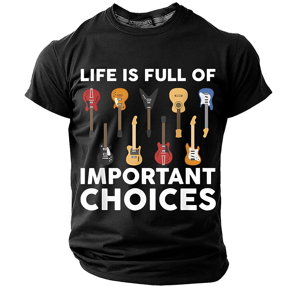 Important Choices Guitar Collection Funny Musician Graphic Print Tee
