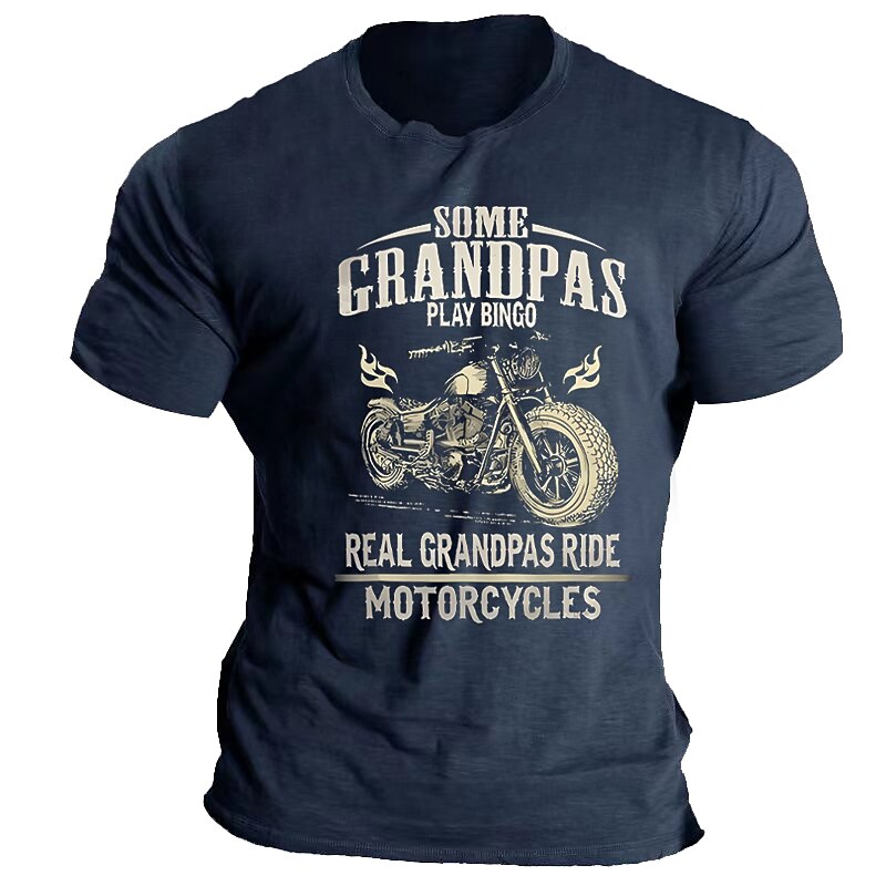 Real Grandpas Ride Motorcycles Funny Biker Grandpa Graphic Tee