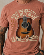 Old Man Acoustic Guitar Notes Graphic Tee