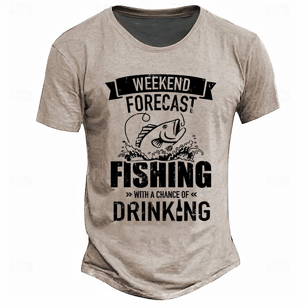 Weekend Forecast Fishing Drinking Funny Angler Short Sleeve Tee