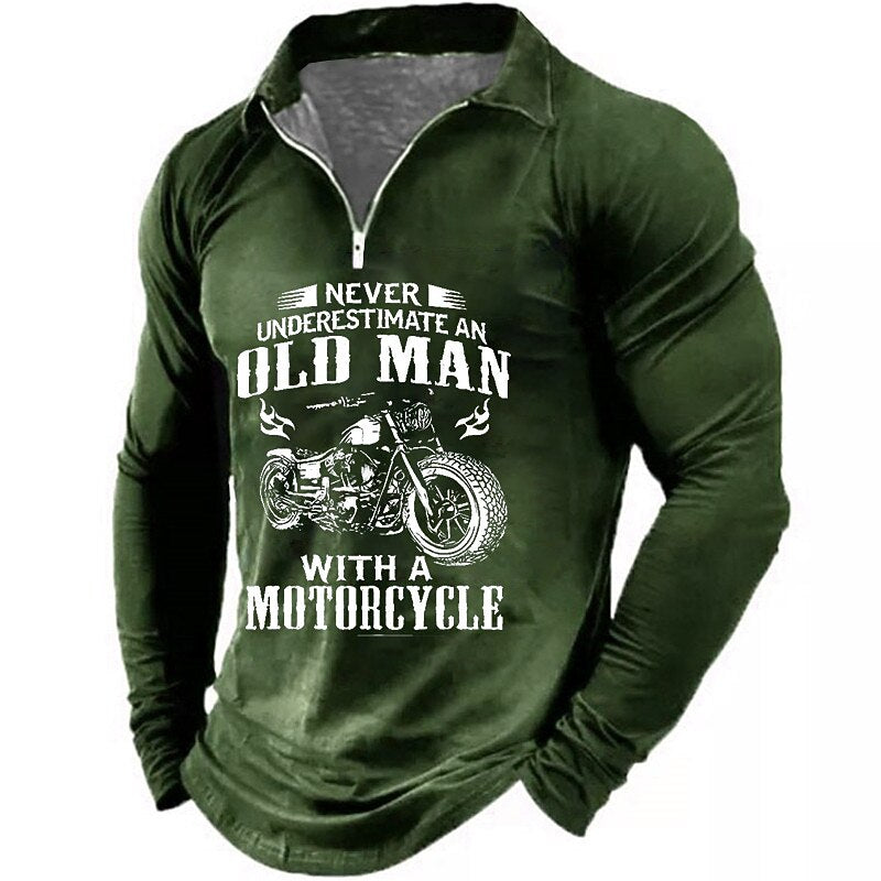 Never Underestimate Old Man Motorcycle Biker Tee