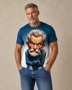 Ombre 3D Old Man Graphic Print Tee