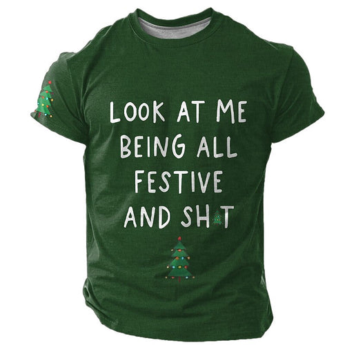 Christmas Letter Quote Holiday Graphic Casual Short Sleeve Tee