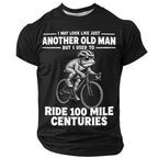 Old Man Riding Cycling Funny Print Bike Graphic Tee