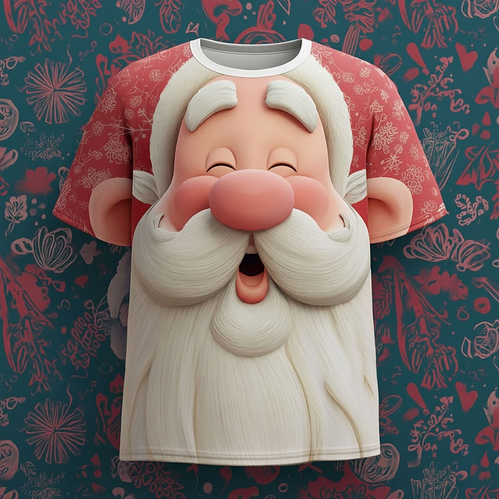 Cartoon Santa Claus Christmas Vacation Street Artistic Graphic Tee
