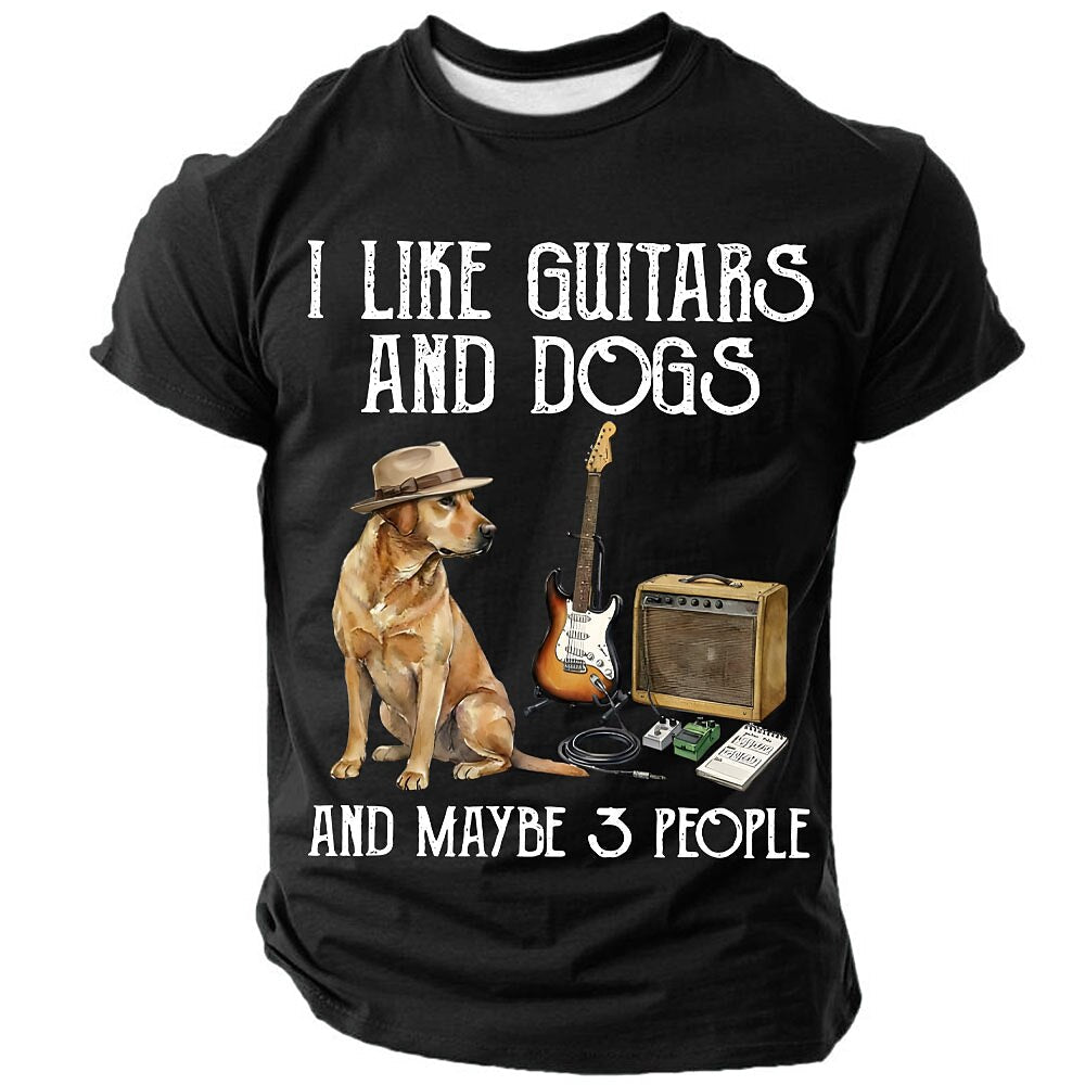 Guitars Dogs Maybe Three People Funny Quote Graphic Tee
