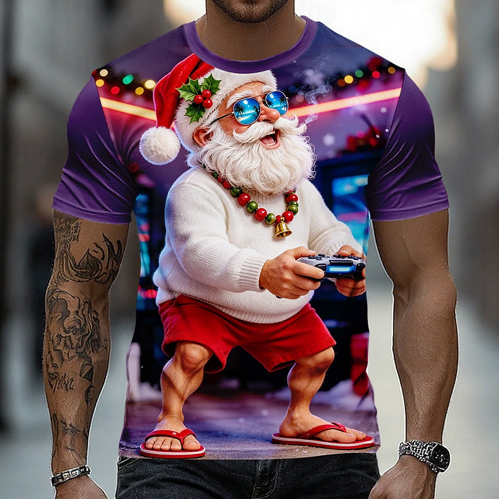 Santa Claus Christmas Vacation Party Street Artistic Graphic Tee