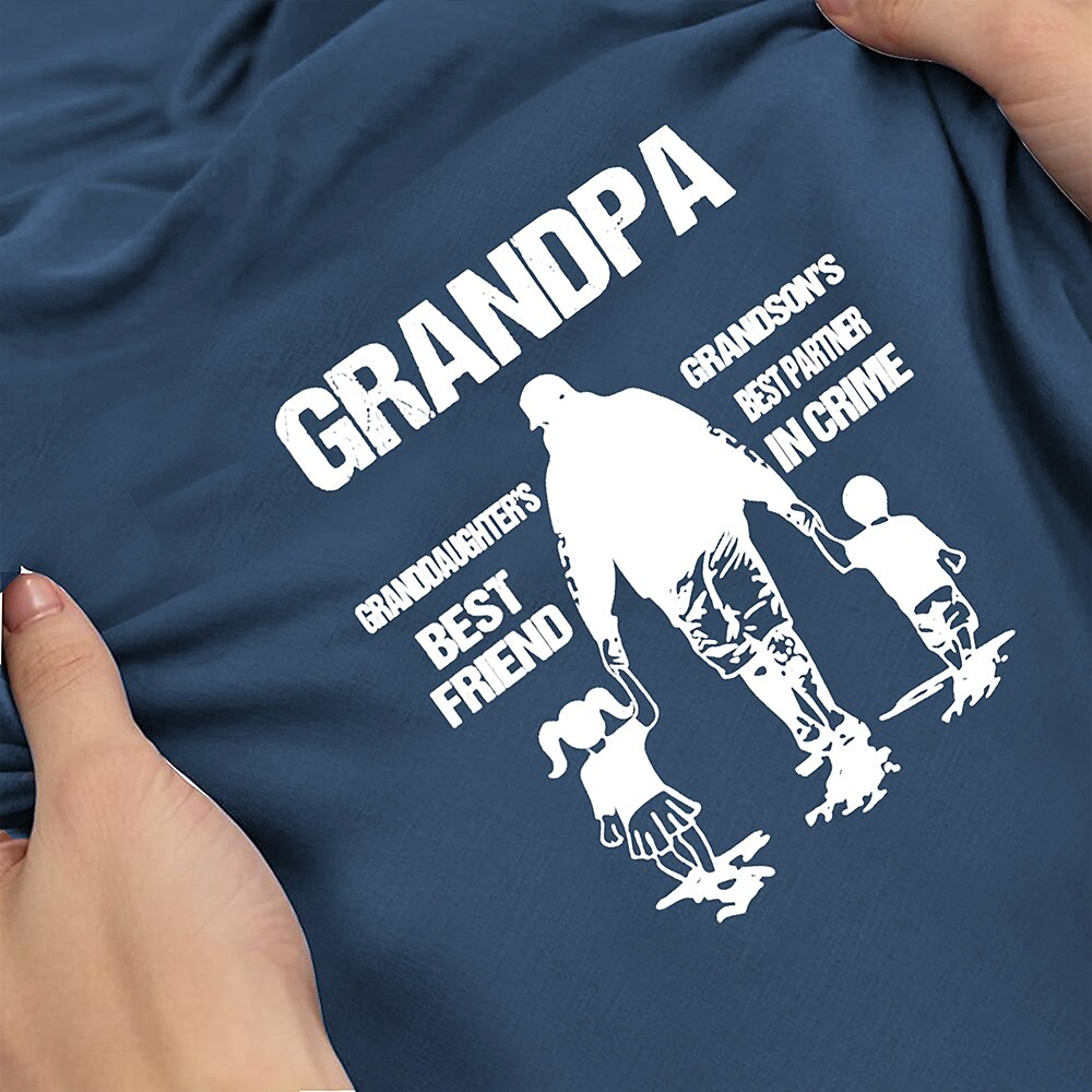 Grandpa Letters Classic Retro Graphic Short Sleeve Henley Shirt