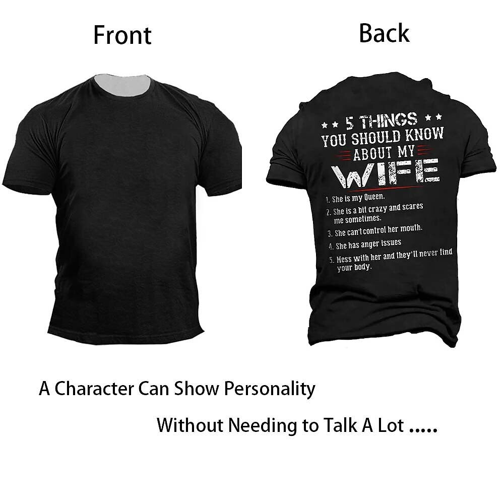 Five Things About My Wife Funny Husband Graphic Tee