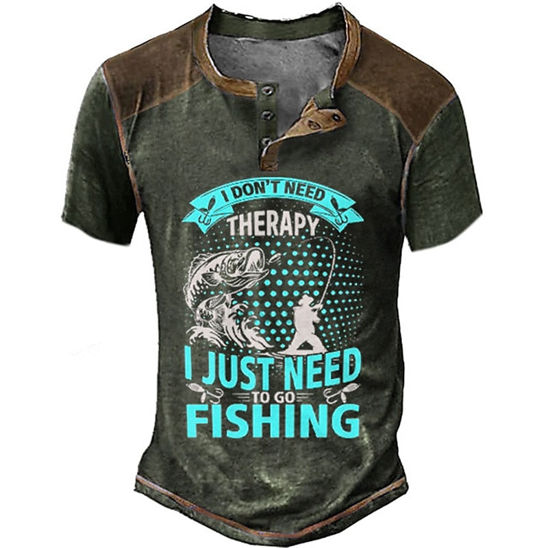 Dont Need Therapy Just Need Fishing Funny Henley Shirt