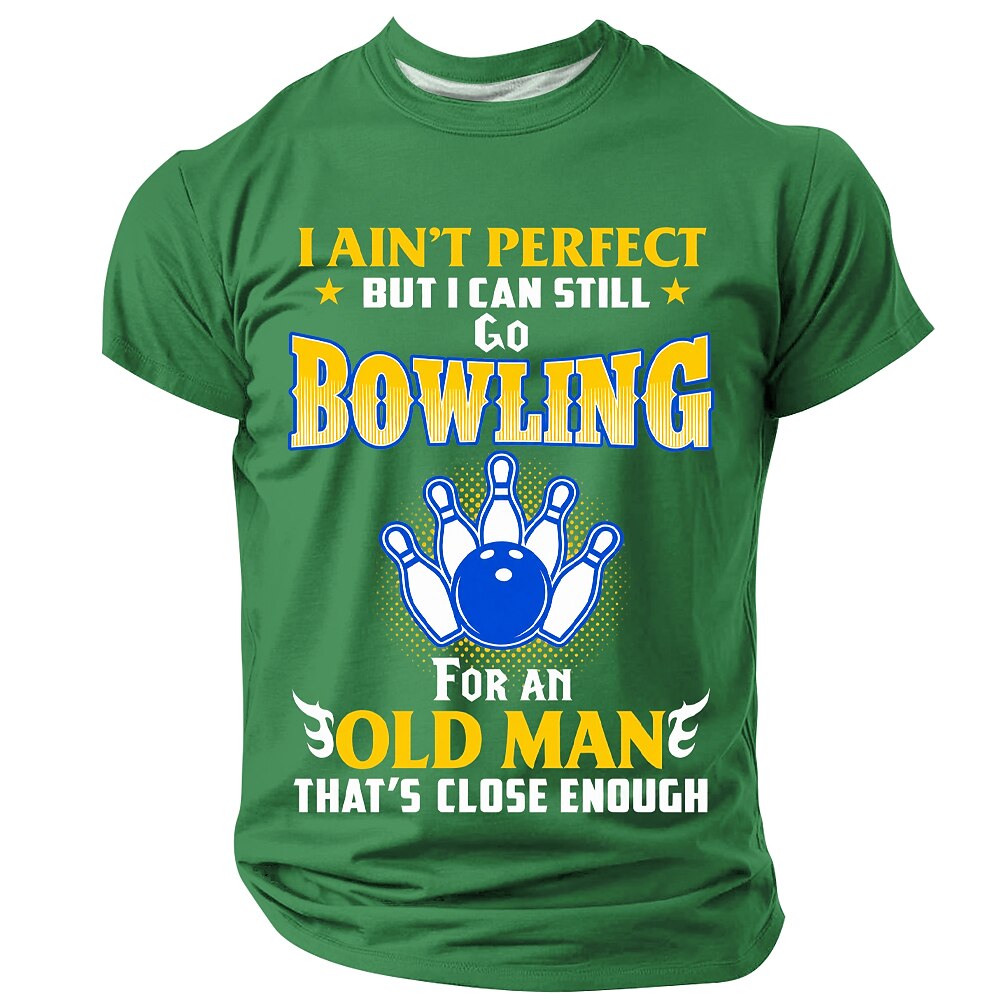 Funny Old Man Bowling Graphic Mens Graphic Tee