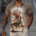 Funny Cartoon Old Man Retro Casual Short Sleeve Shirt