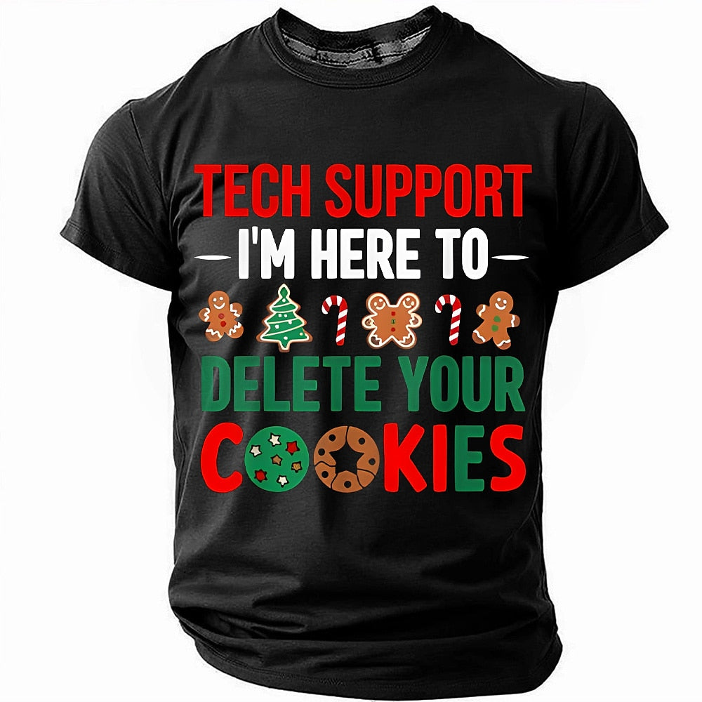 Tech Support Delete Your Cookies Gingerbread Christmas Graphic Tee