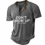 Funny Slang Old Man Casual Henley Graphic Print Tee