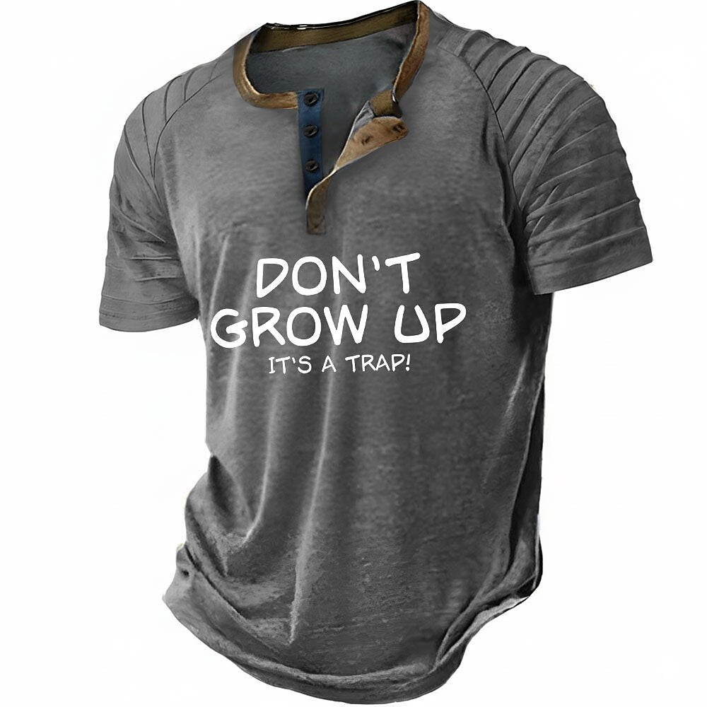 Funny Slang Old Man Casual Henley Graphic Print Tee