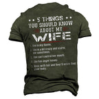Five Things About My Wife Funny Husband Graphic Tee