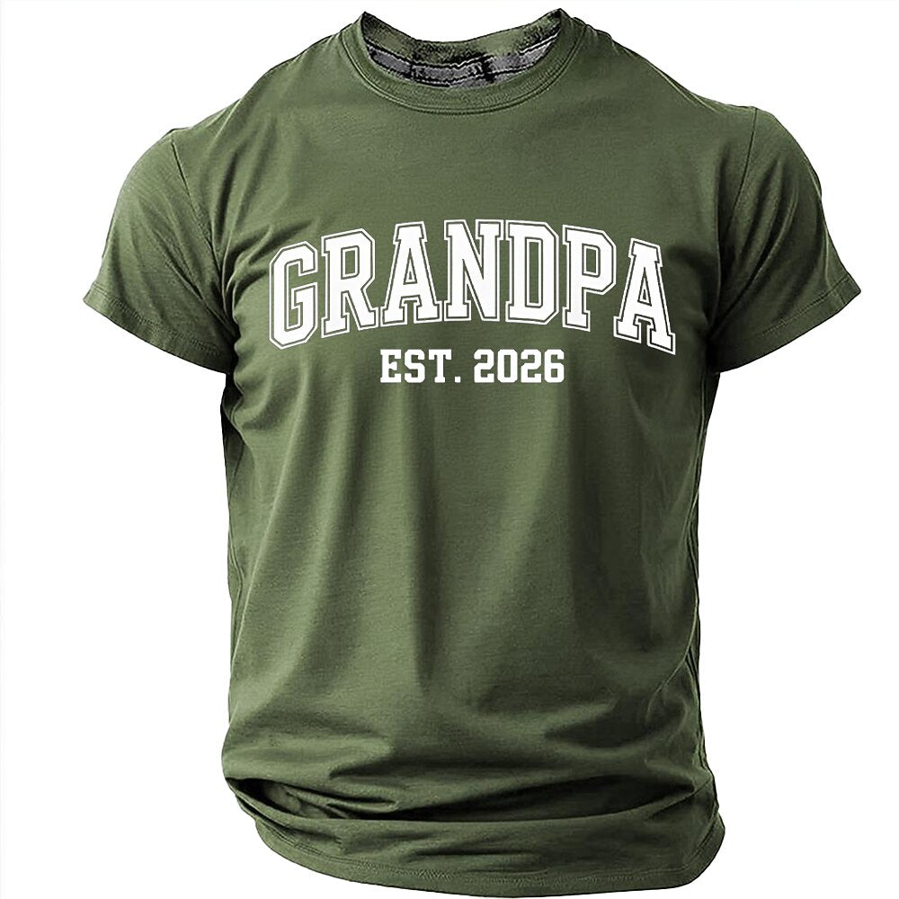 Grandpa Established 2026 Announcement Graphic Shirt