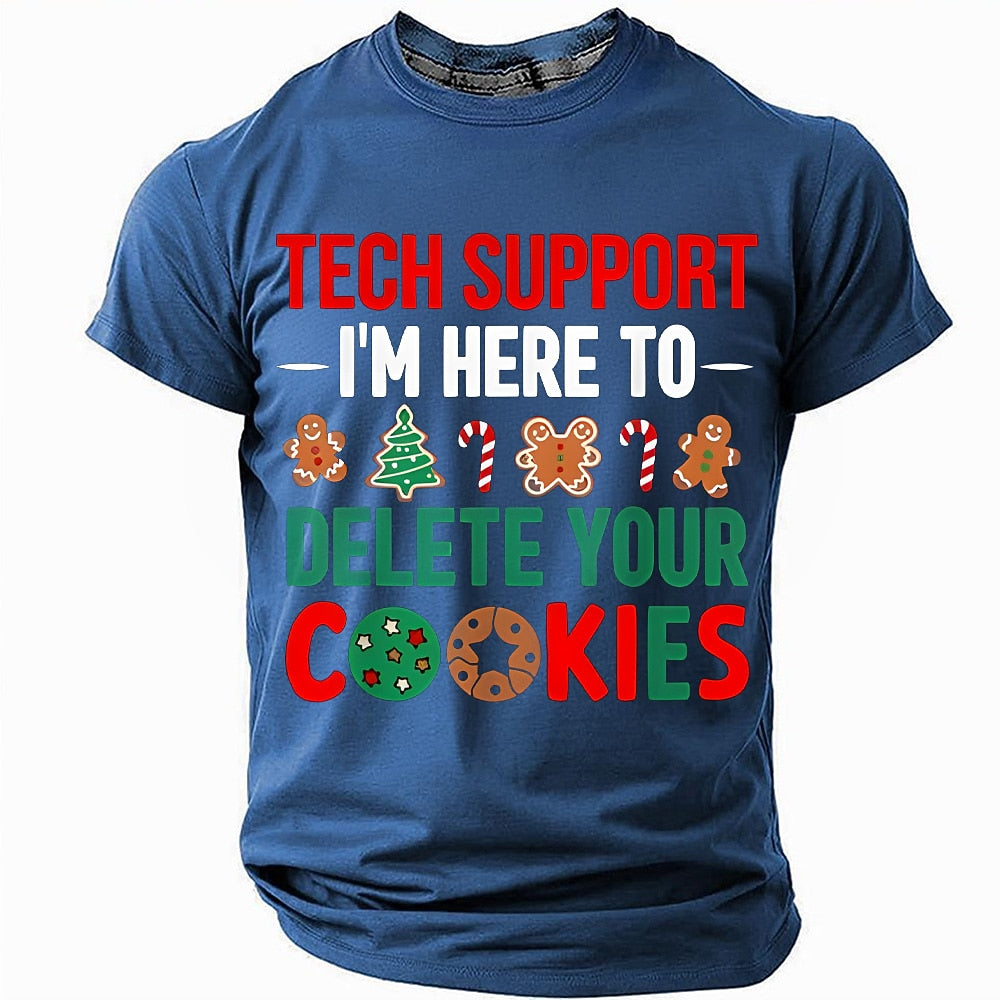 Tech Support Delete Your Cookies Gingerbread Christmas Graphic Tee