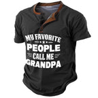 My Favorite People Call Me Grandpa Graphic Henley Shirt