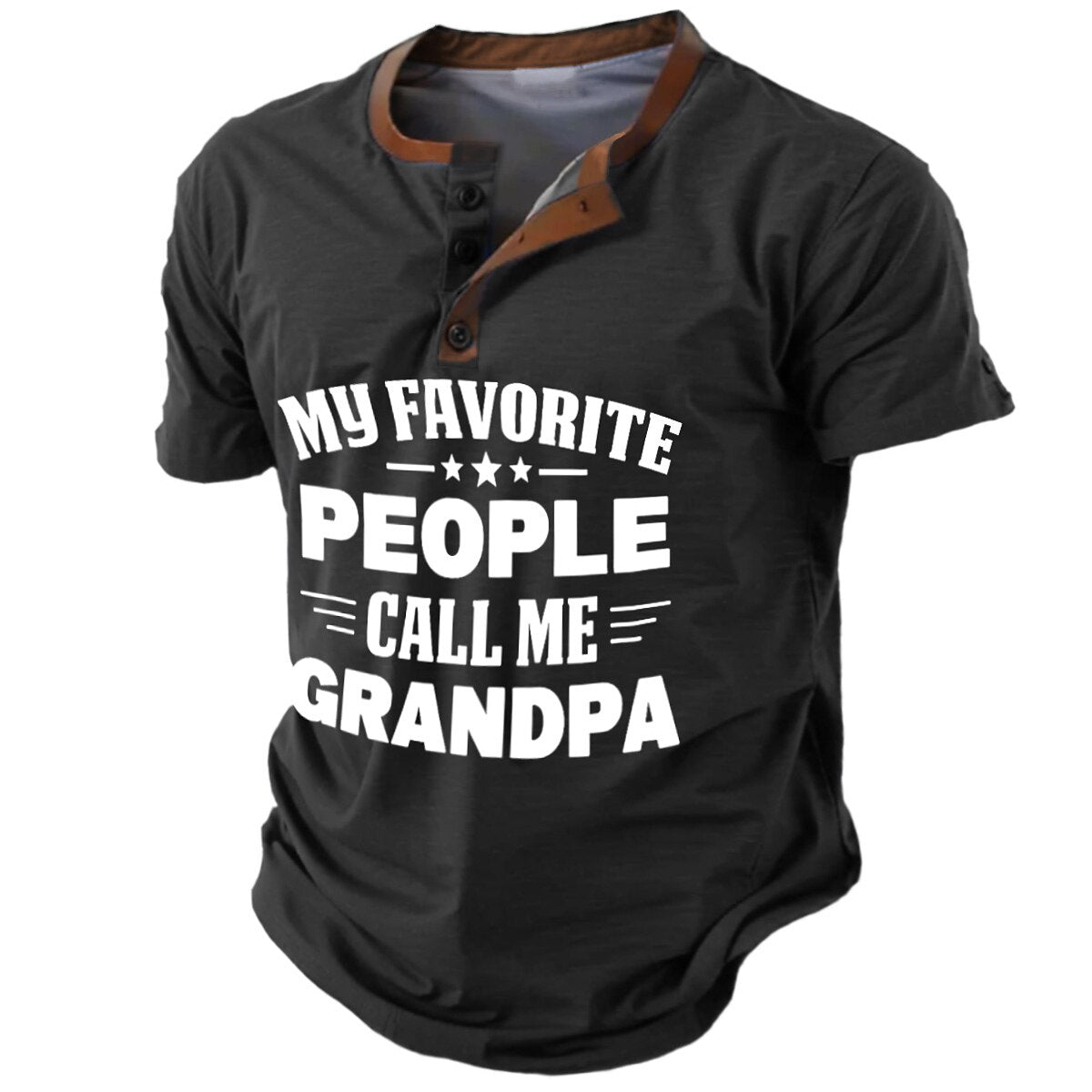 My Favorite People Call Me Grandpa Graphic Henley Shirt