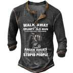 Grumpy Old Man Dog Lover Anger Issues Henley Shirt