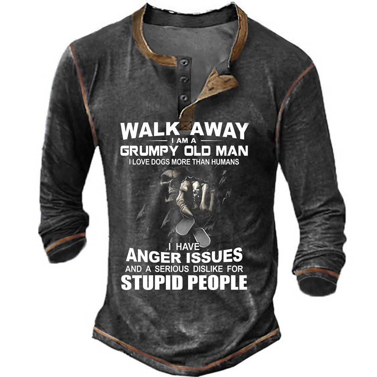 Grumpy Old Man Dog Lover Anger Issues Henley Shirt