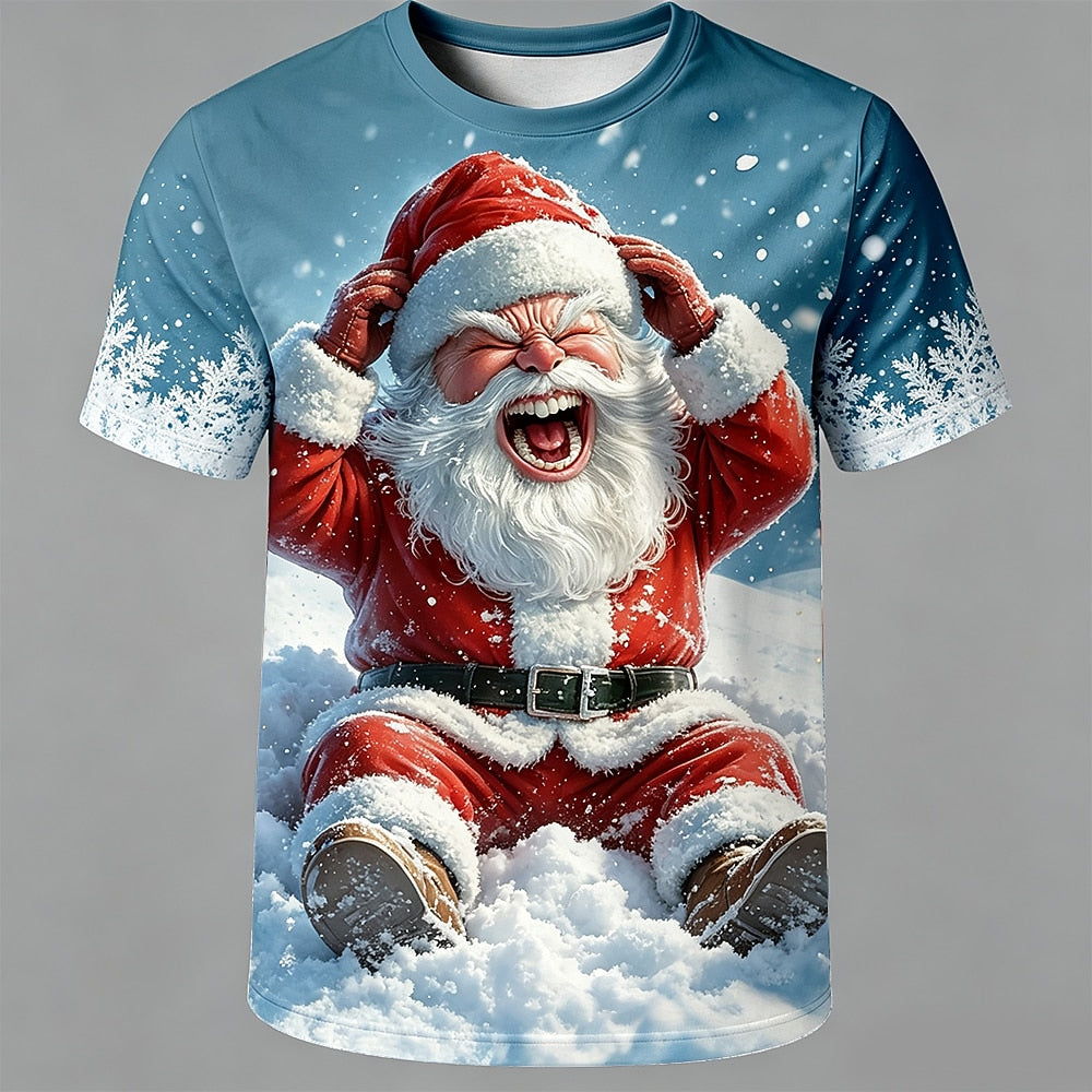 Santa Claus Christmas Artistic Street Graphic Short Sleeve Tee