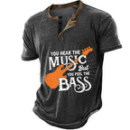 Retro Music Festival Guitar Player Graphic Short Sleeve Henley