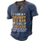 Grumpy Old Man Sarcasm Funny Aging Graphic Henley Shirt