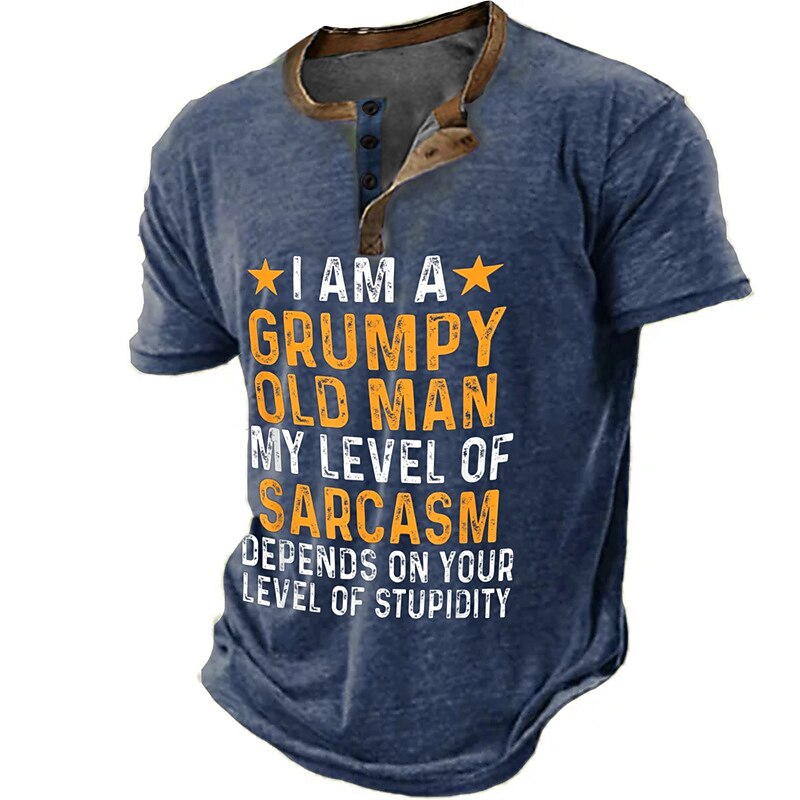 Grumpy Old Man Sarcasm Funny Aging Graphic Henley Shirt