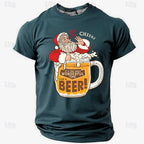 Santa Claus Oktoberfest Beer Retro Christmas Short Sleeve Tee