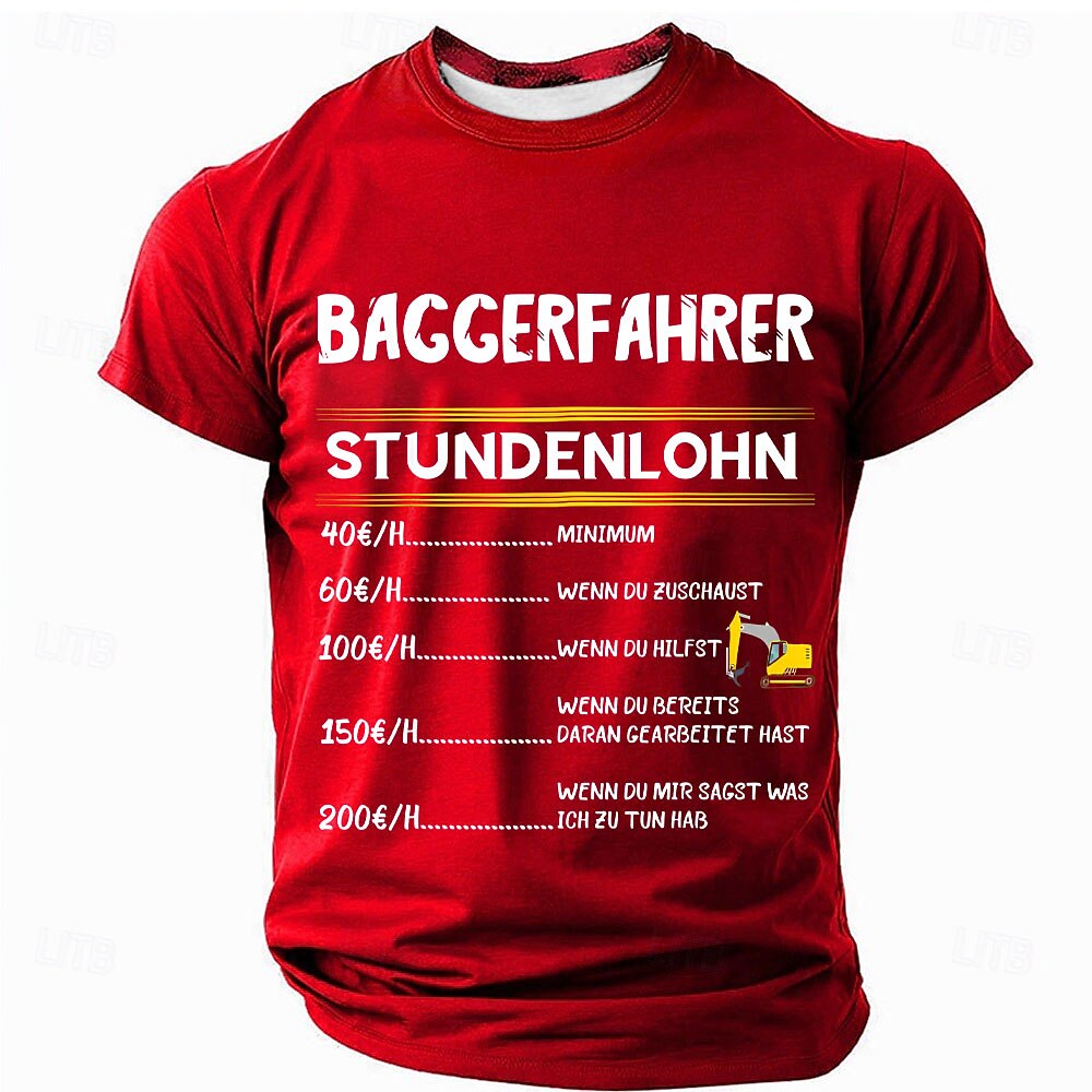 Excavator Operator Hourly Wage Funny Construction Work Graphic Tee