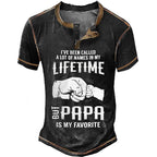 Papa Is My Favorite Funny Grandpa Graphic Henley Shirt