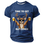 Time To Get Blitzened Reindeer Beer Christmas Graphic Tee