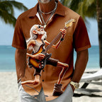 Vintage Guitar Old Man Music Character Short Sleeve Shirt
