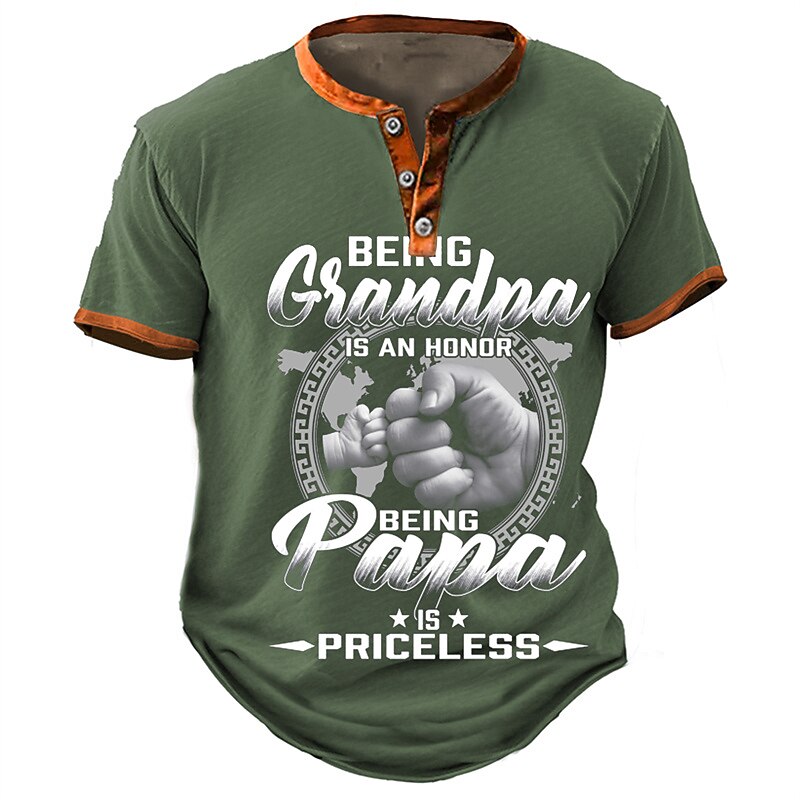 Being Grandpa Is Honor Funny Graphic Henley Shirt
