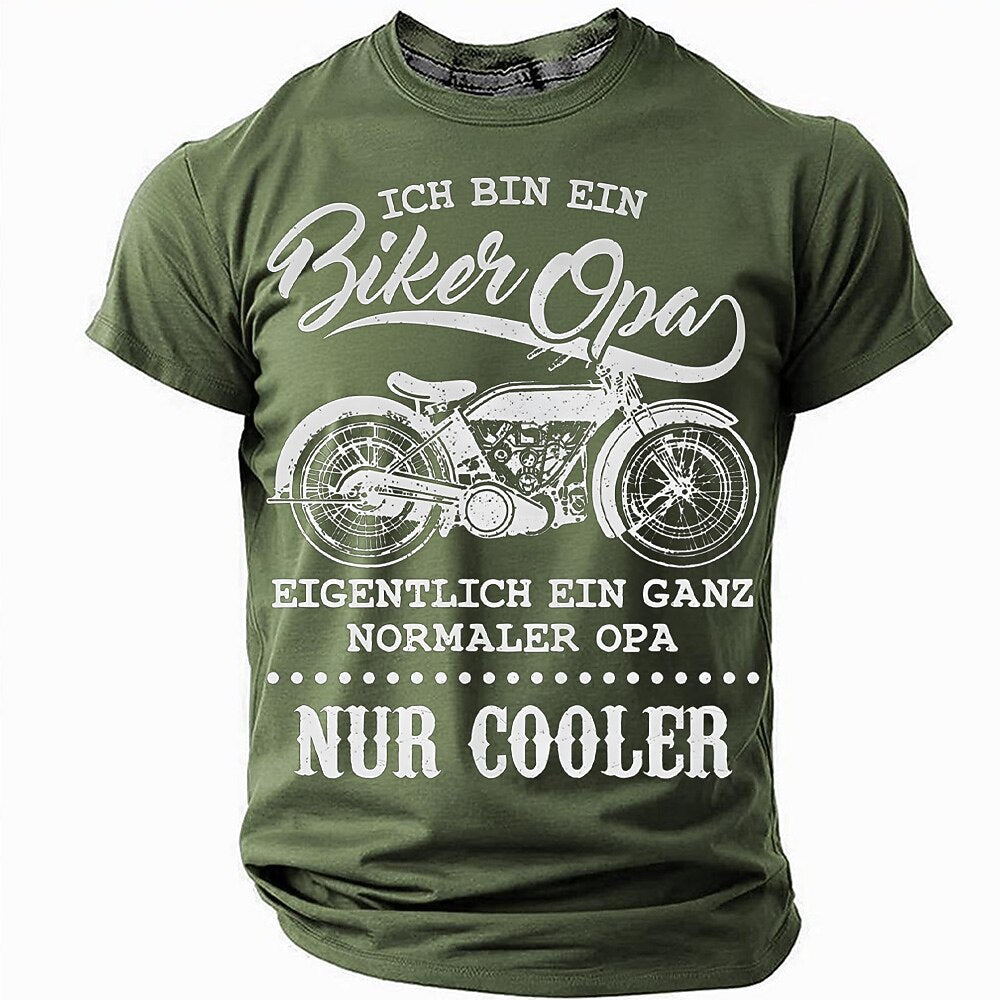 Normal Grandpa Only Cooler Motorcycle Biker Funny Graphic Tee