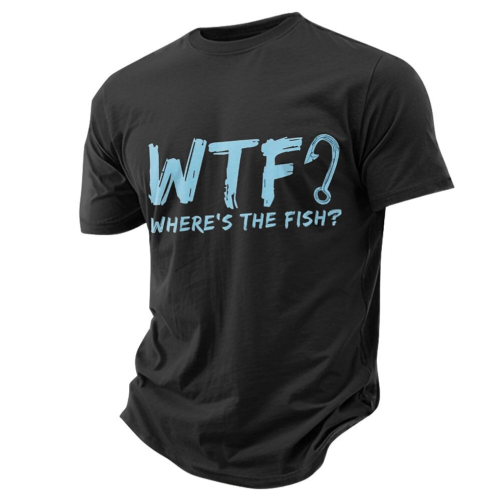 WTF Wheres The Fish Funny Fishing Pun Graphic Tee