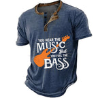 Retro Music Festival Guitar Player Graphic Short Sleeve Henley