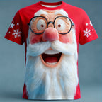 Santa Claus Christmas 3D Designer Vacation Party Graphic Tee