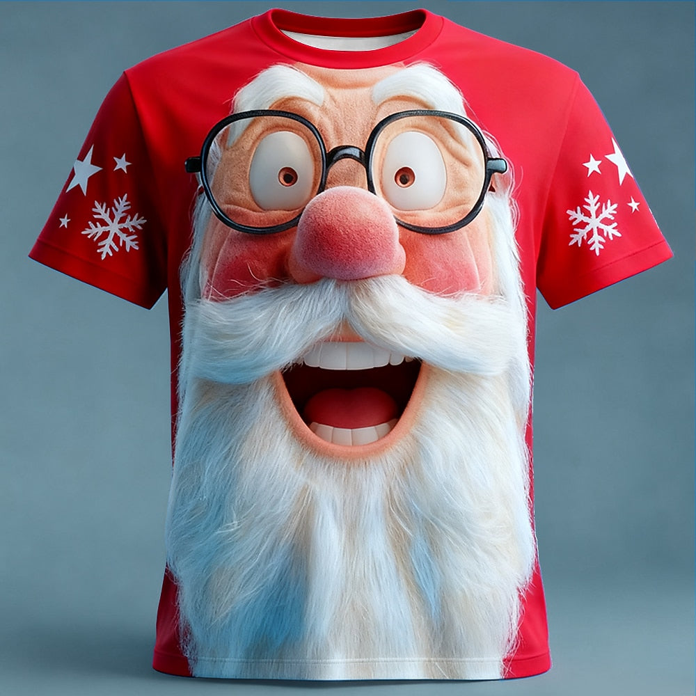 Santa Claus Christmas 3D Designer Vacation Party Graphic Tee