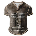Classic Old Man Text Humor Short Sleeve Henley Shirt
