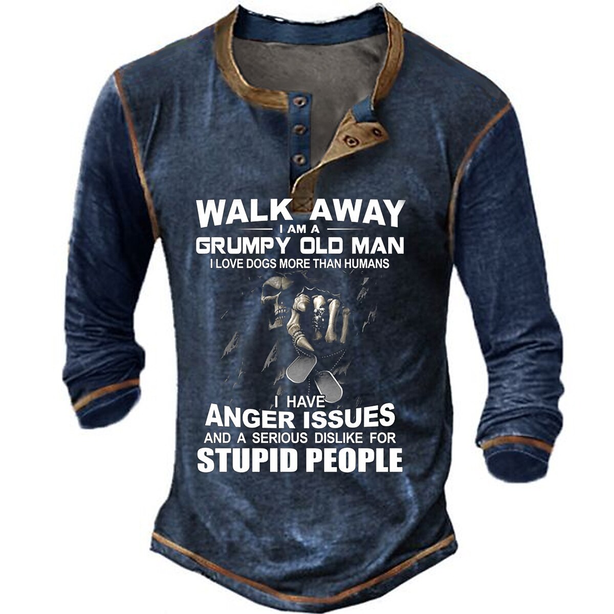 Grumpy Old Man Dog Lover Anger Issues Henley Shirt