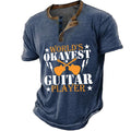Music Festival Guitar Vintage Graphic Short Sleeve Henley Tee