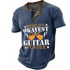 Music Festival Guitar Vintage Graphic Short Sleeve Henley Tee