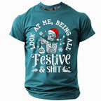 Christmas Skull Hat Funny Holiday Graphic Short Sleeve Tee