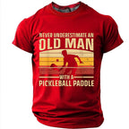 Vintage Sunset Pickleball Old Man Graphic Tee
