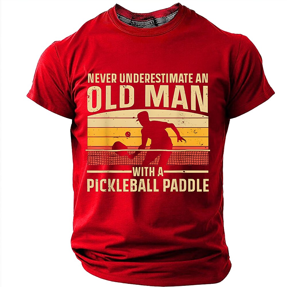 Vintage Sunset Pickleball Old Man Graphic Tee