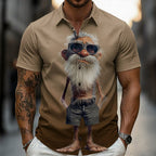 Cartoon Old Man Funny Vintage Character Short Sleeve Shirt